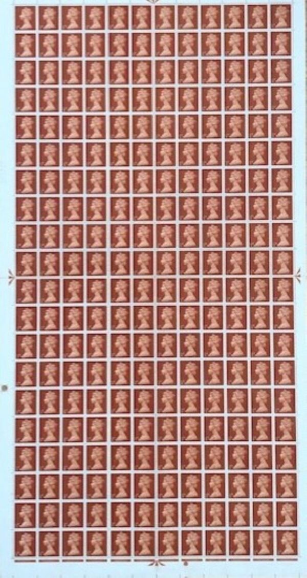 QEII sg723 ½d orange-brown Cyl 2 No Dot compete sheet - unmounted mint