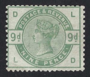 QV sg195 9d dull green (L-D) - fine mounted mint