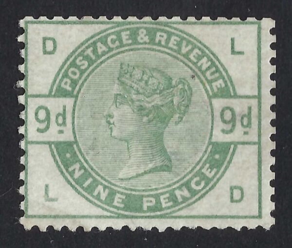 QV sg195 9d dull green (L-D) - fine mounted mint