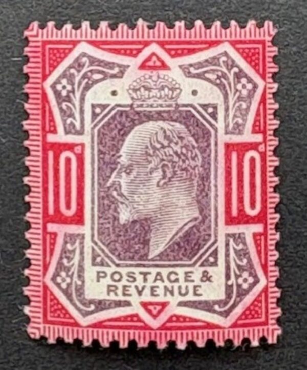 KEVII sg255 10d slate-purple & carmine 0 unmounted mint