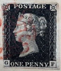 QV sg2 1d black (G-F) Plate 4 on 1840 cover to London