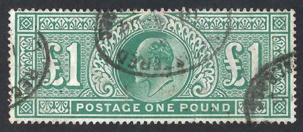 KEVII sg266 £1 dull blue-green – good used