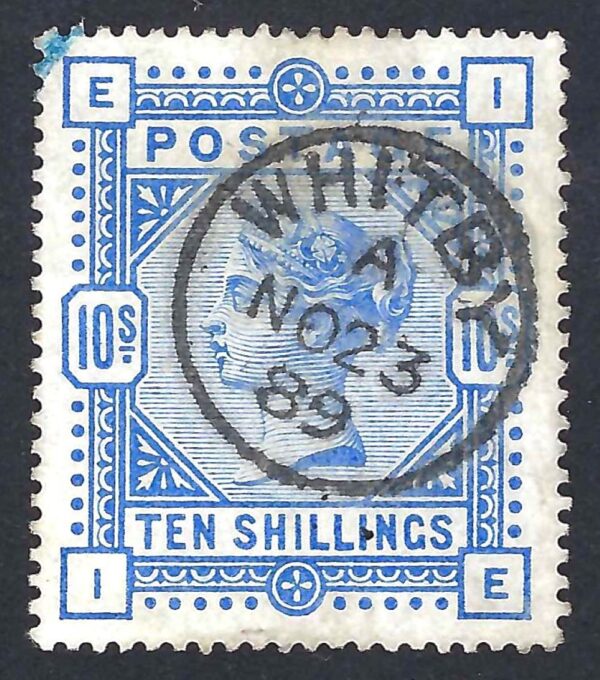 QV sg183 10/- ultramarine with 1889 Whitby cds