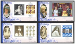 2000 Queen Mothers 100th Birthday DX25 booklet panes on 4x First Day Covers