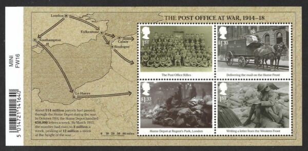 QEII 2016 The Post Office at War MS3848 – unmounted mint