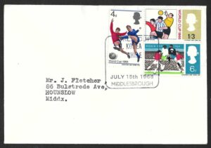 1966 World Cup cover with N. Korea v Chile (Middlesbrough) July 15th postmark