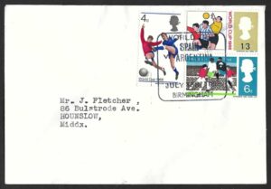 1966 World Cup cover with Spain v Argentina (Birmingham) July 13th postmark