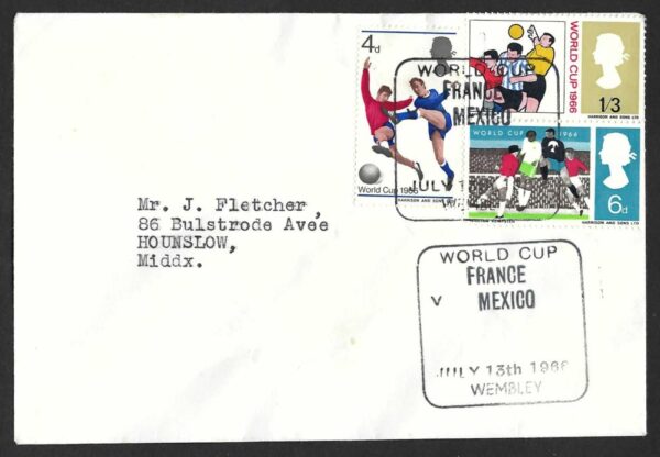 1966 World Cup cover with France v Mexico (Wembley) July 13th postmark