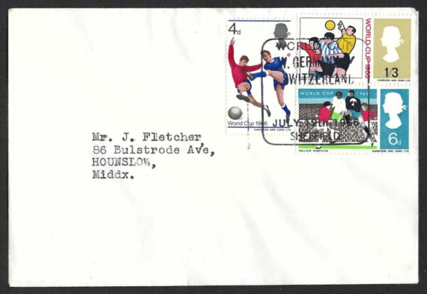 1966 World Cup cover with Germany v Switzerland (Sheffield) July 12th postmark