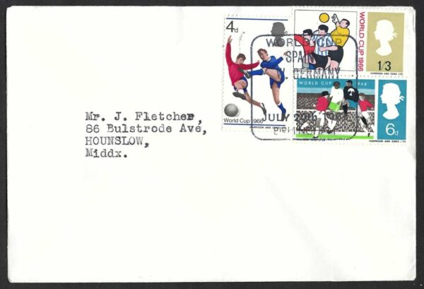 1966 World Cup cover with Spain v Germany (Birmingham) July 20th postmark