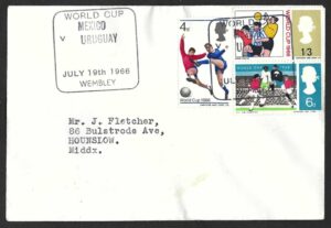 1966 World Cup cover with Mexico v Uruguay (Wembley) July 19th postmark