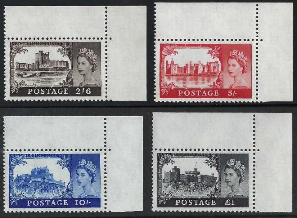 QEII 1963 sg595a-598a Bradbury Wilkinson Castles - unmounted mint