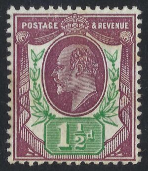 KEVII SG 287/89 Spec M10(1) 1½d Reddish purple & bright green – mounted mint