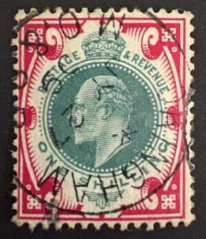 KEVII SG 257a 1/- dull green & carmine with fine 1909 Wokingham cds