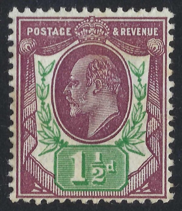 KEVII SG 287/89 Spec M10(1) 1½d Reddish purple & bright green – mounted mint