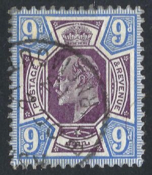 KEVII SG 306/08 Spec M41(5) 9d Deep plum & blue with fine Oct 1913 cds