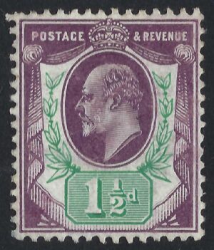 KEVII SG 223/24 Spec M9(2) 1½d Slate-purple & bluish green – mounted mint