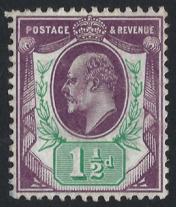 KEVII SG 223/24 Spec M9(2) 1½d Slate-purple & bluish green – mounted mint