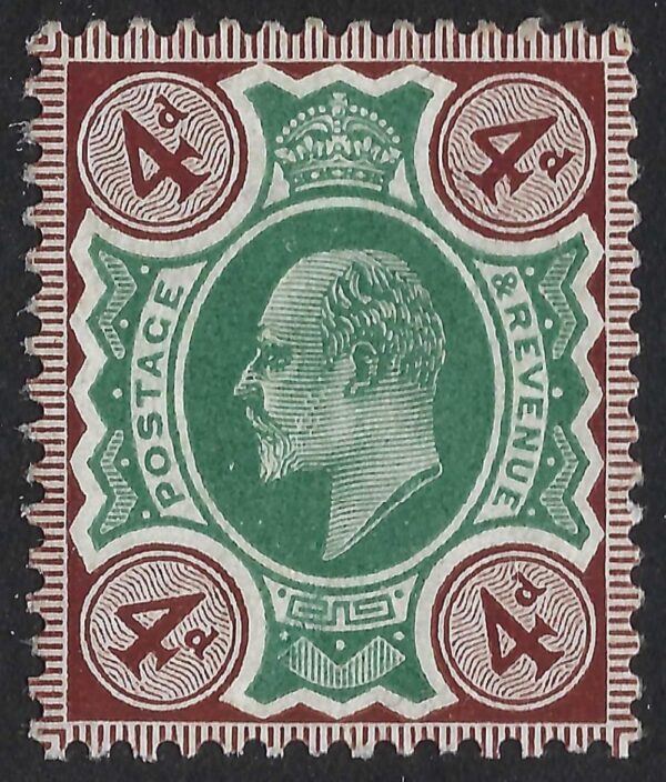 KEVII SG 236a Spec M24(1) 4d Green & chocolate-brown – unmounted mint