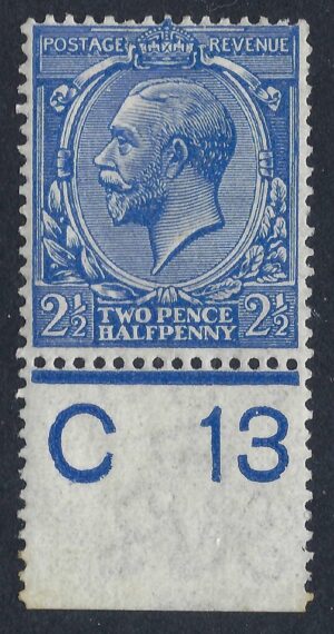 KGV SG 371/73a Spec N21(3) 2½d French blue Control C13 - unmounted mint