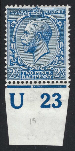 KGV SG 371/73a Spec N21(19) 2½d Ultramarine Control U23 – mounted mint