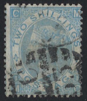 QV SG 120b 2/- milky blue (M-C) - good used