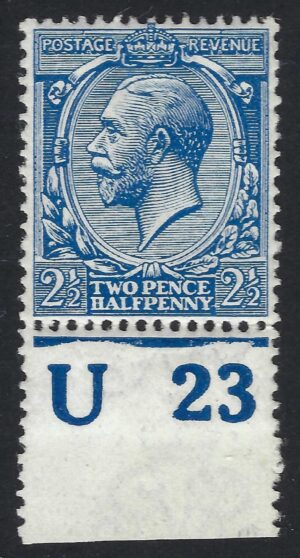 KGV SG 371/73a Spec N21(19) 2½d Ultramarine Control U23 – mounted mint