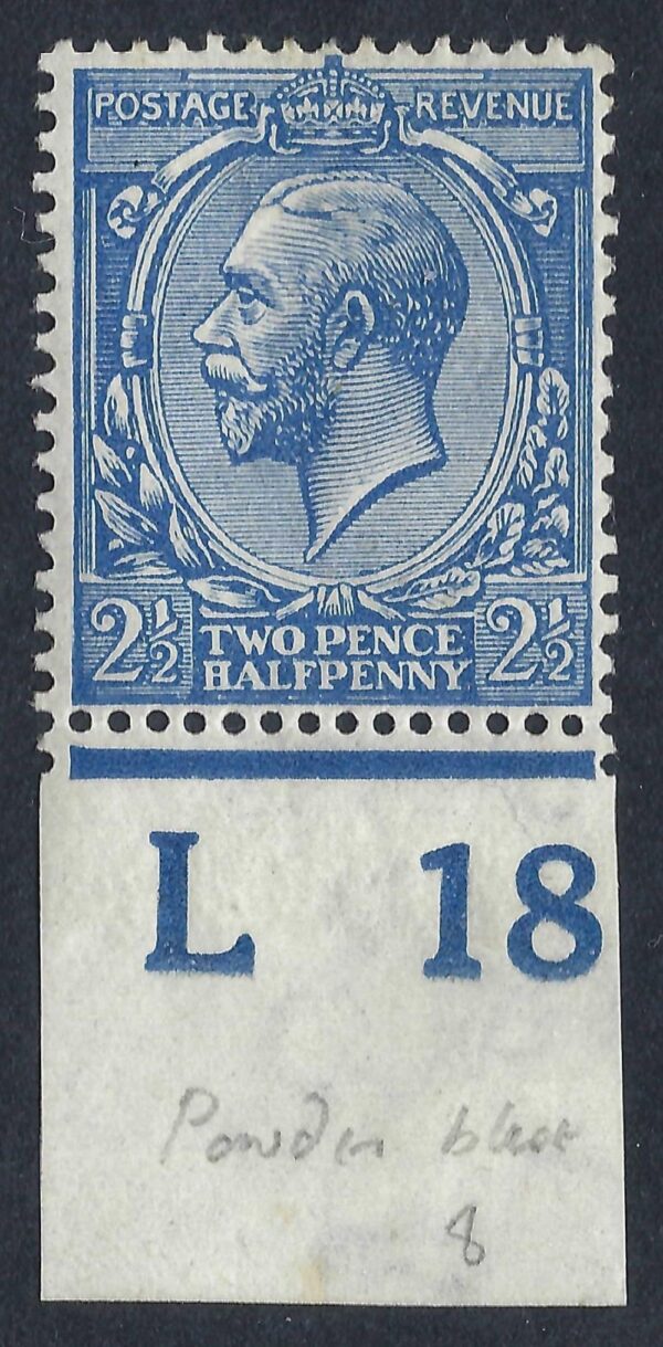 KGV SG 371/73a Spec N21(8) 2½d Powder blue Control L18 – mounted mint