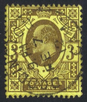 KEVII SG 285/5a Spec M22(1) 3d Purple on lemon with fine 1912 Doddington cds