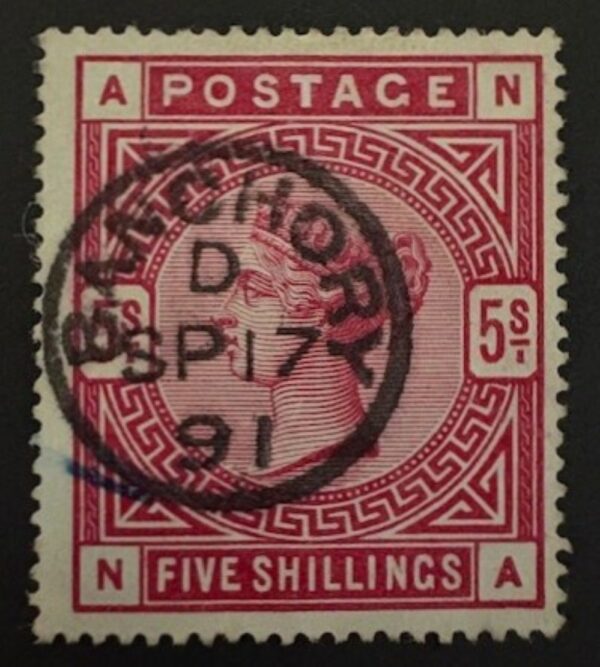 QV sg181 5/- crimson (N-A) with fine 1891 Banchory cds