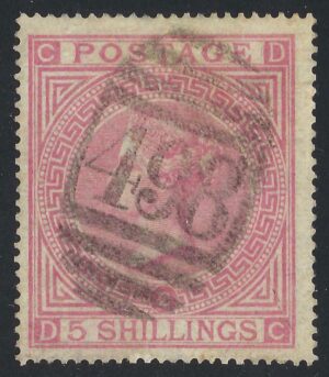 QV sg127 5/- pale rose (D-C) Plate 2 - fine used