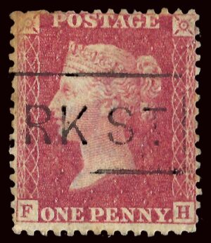 QV 1d red with CLERK STREET scots local cancel