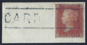 QV 1d red with CARDCROSS scots local cancel