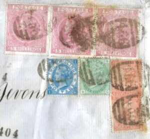 QV 1874 multi-stamped Registered mail Liverpool to New York cover