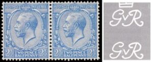 KGV SG 372 Spec N21(za) 2½d Blue Dandy Roll variety – Missing Crown