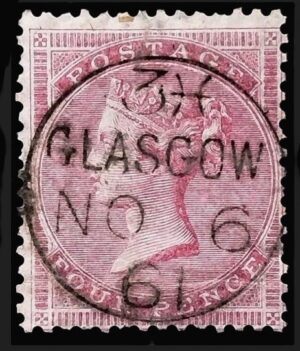 QV SG 66 4d rose-carmine with fine 1861 Glasgow cds