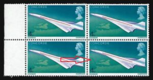 QEII 1969 SG 784 Spec W151(f) “Oil slick flaw” variety in block – unmounted mint