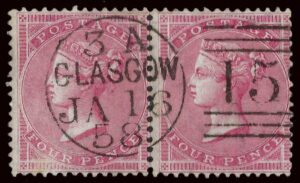 QV SG 66 4d Rose-carmine with fine 1858 Glasgow cds