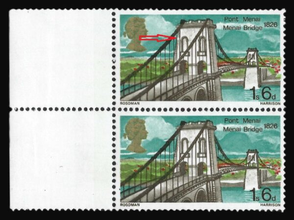 QEII 1968 SG 765 Spec W132(d) "Broken corner stones" variety – unmounted mint