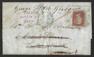 QV 1849 redirected EL with variety of postmarks