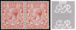 KGV SG 362 Spec N18(za) 1½d Red-brown Dandy Roll variety – Missing Crown