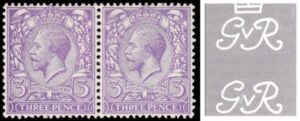 KGV SG 375 Spec N22(za) 3d Violet Dandy Roll variety – Missing Crown