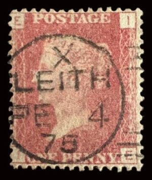 QV sg43 1d red (I-E) plate 168 with fine 1875 Leith cds