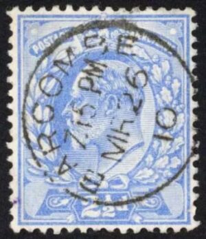 KEVII sg231 2½d pale ultramarine with fine 1910 Barcombe cds