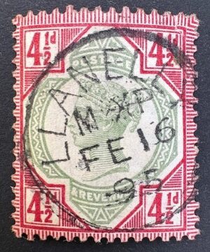QV sg206 4½d green & carmine with fine 1895 Llanelly cds