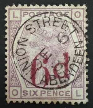 QV sg162 6d on 6d lilac with fine 1883 Union Street, Aberdeen cds