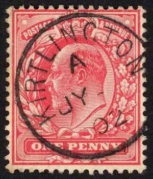 KEVII sg219 1d scarlet with fine 1902 Kirtlington cds