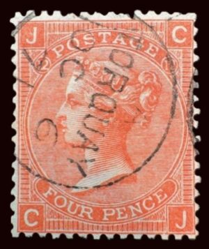 QV sg94 4d vermilion (C-J) plate 12 with fine 1871 Torquay cds