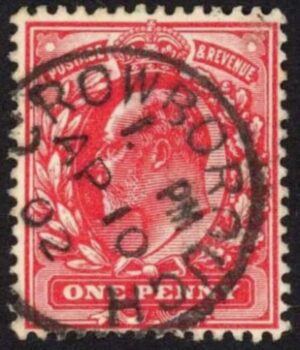 KEVII sg219 1d scarlet with fine 1902 Crowborough cds