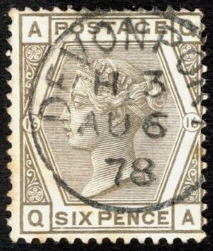 QV sg161 6d grey (Q-A) plate 18 with fine 1878 Devonport cds
